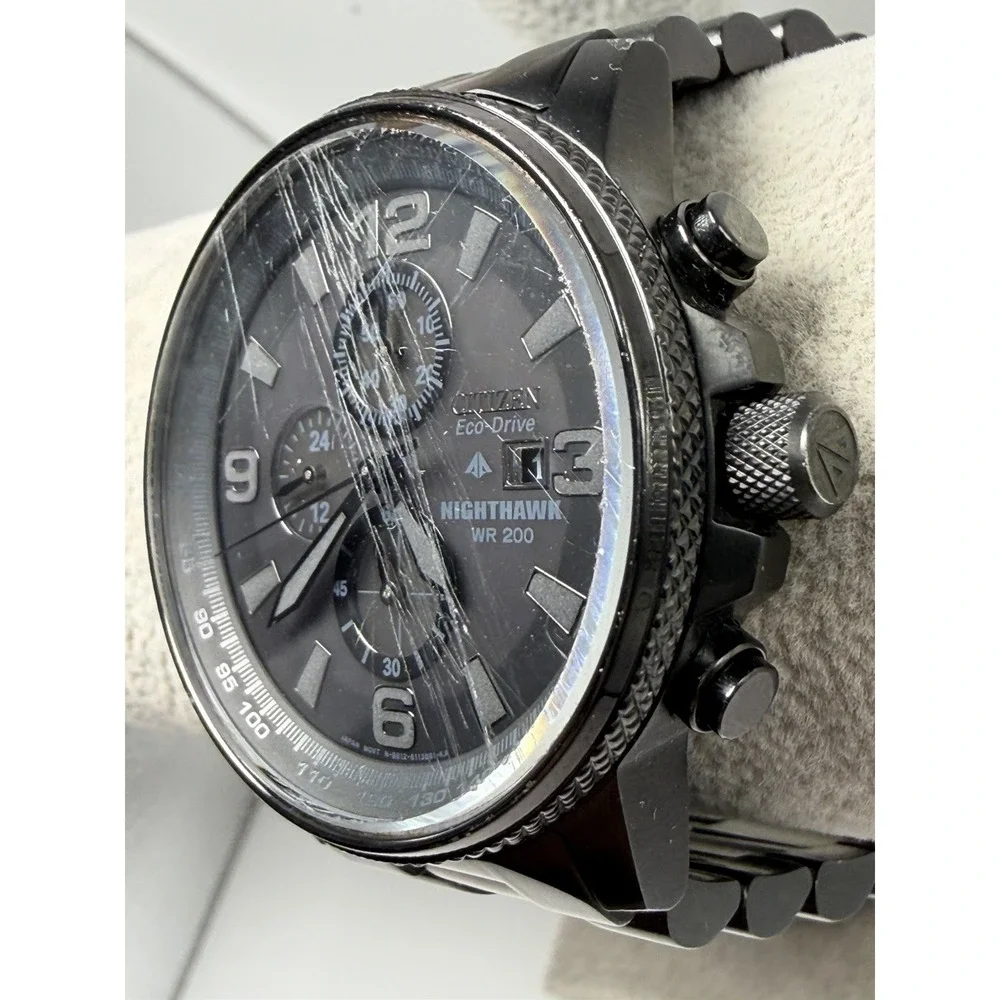Scratched Citizen Eco-Drive B612-S078245 Nighthawk Mens Working Watch 42MM 7.5